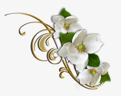 白色花朵金属花纹装饰素材