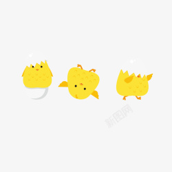 黄色卡通可爱小雏鸡矢量图素材