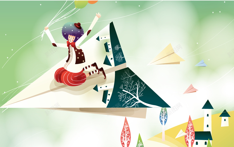 卡通折纸飞机女孩背景矢量图ai设计背景_88icon https://88icon.com 卡通 女孩 手绘 折纸 童趣 背景 飞机 矢量图