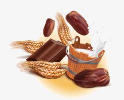 燕麦巧克力手绘食物高清图片