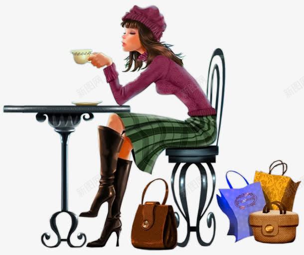喝下午茶的女孩png免抠素材_88icon https://88icon.com 下午茶 包包 女孩 手绘 袋子 购物袋