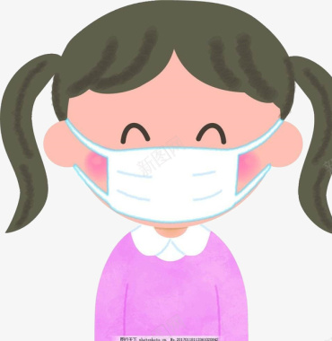 战胜疫情戴口罩的可爱小女孩图标图标