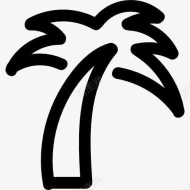 概述棕榈树的轮廓图标图标