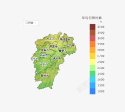 江西省年均日照地图素材