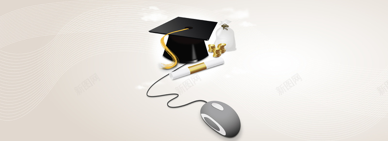 插画博士帽鼠标背景矢量图ai设计背景_88icon https://88icon.com 博士帽 卡通 手绘 插画 浅色背景 海报banner 矢量图 童趣 金币 鼠标 鼠标样式