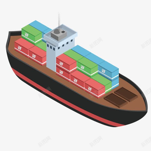 海上货轮png免抠素材_88icon https://88icon.com 交通工具 海上航行 货物榆树 轮船