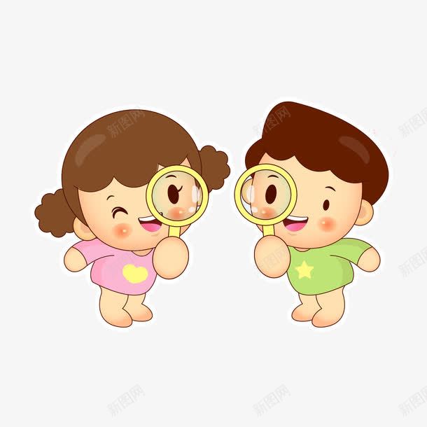 卡通儿童插画png免抠素材_88icon https://88icon.com 儿童 儿童幼儿 儿童画 卡通儿童插画矢量素材 放大镜