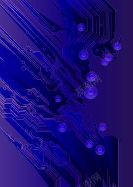 深紫色电子线路板科技海报背景矢量图背景