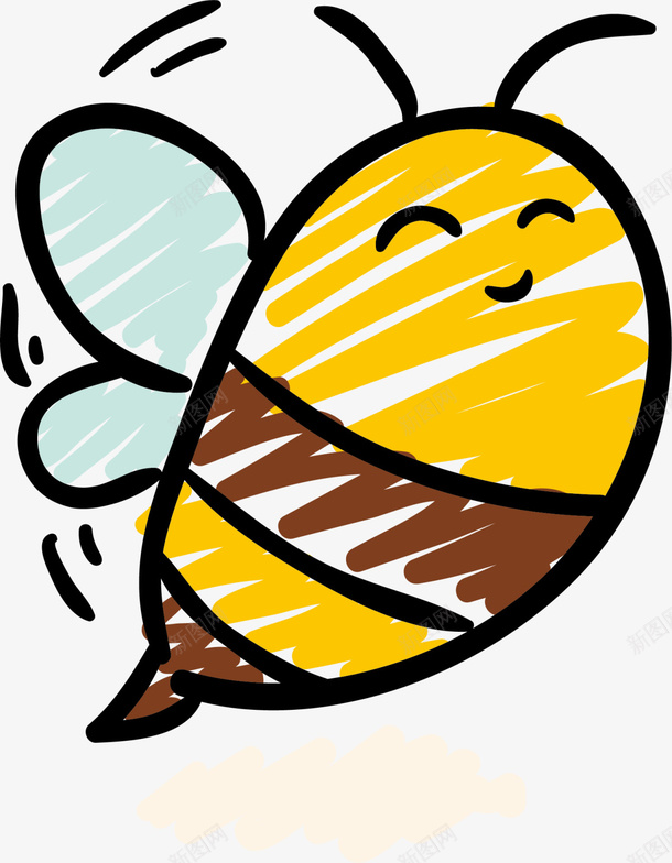 黄色手绘微笑蜜蜂png免抠素材_88icon https://88icon.com 5月8号 世界微笑日 幸福 开心 微笑蜜蜂 笑容 黄色小蜜蜂