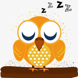 卡通睡觉的猫头鹰动物矢量图素材