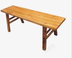长条原木色板凳素材