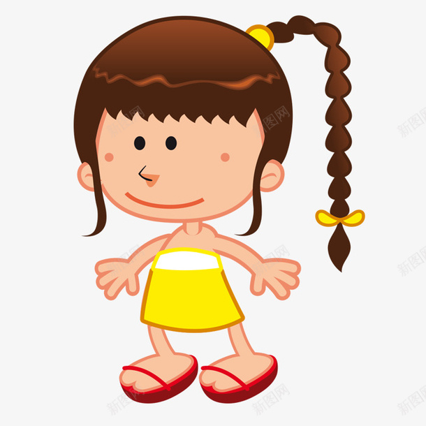 扎辫子的女孩png免抠素材_88icon https://88icon.com 一个 卡通 女孩 手绘 棕色 简图 辫子 黄色