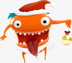 橙色卡通圣诞节怪物素材