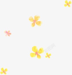 黄色卡通水彩花朵唯美素材