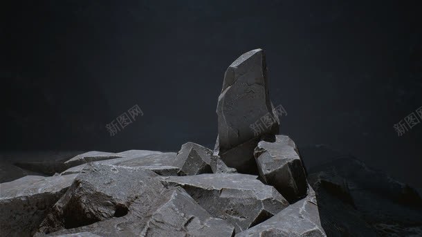 黑色凸起的岩石海报背景背景