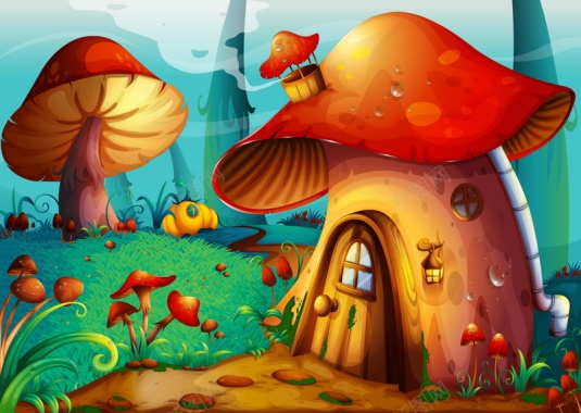 蘑菇房子矢量图背景
