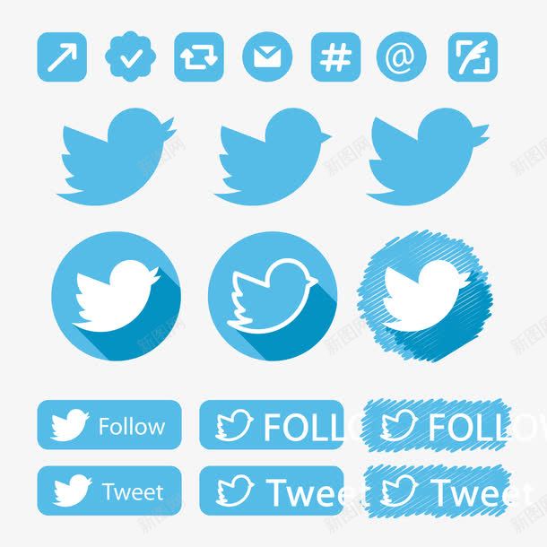 蓝色twitter图标矢量素材icon图标免费下载 图标rwskarrw icon图标网