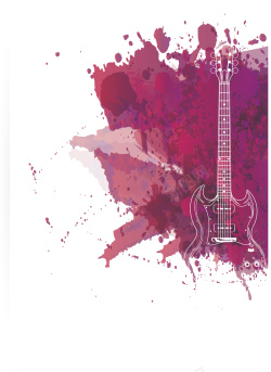 吉他泼墨水彩泼墨吉他音乐海报矢量图高清图片