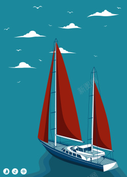 企业宣传手册帆船航海宣传单页画册封面背景矢量图高清图片