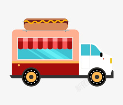 食物车手绘卡通扁平化快餐车高清图片