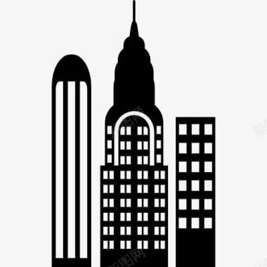 纽约曼哈顿摩天大楼图标图标