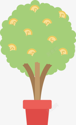 金币大树会生长的摇钱树矢量图高清图片
