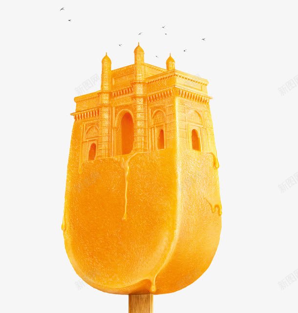 黄色冰淇淋城堡png免抠素材_88icon https://88icon.com 冰棒 城堡 黄色冰淇淋