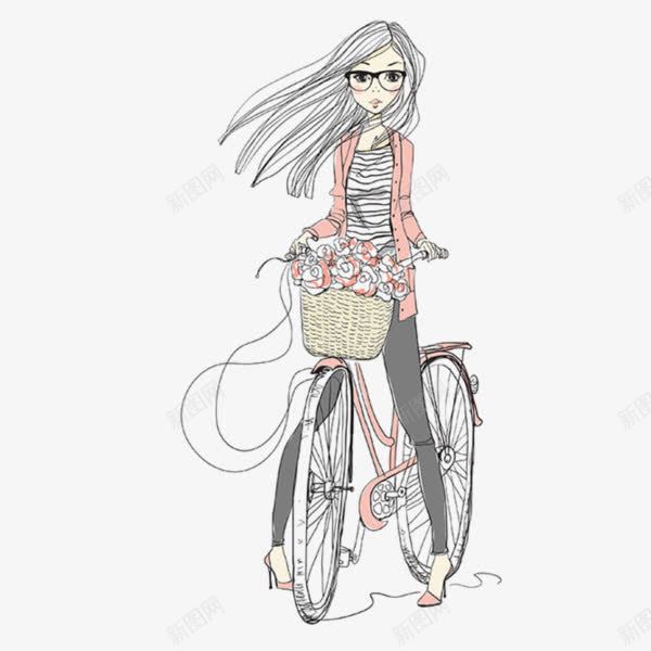 骑单车的女孩png免抠素材_88icon https://88icon.com 单车 女孩 小清新 手绘 粉色 自行车 骑单车简笔画