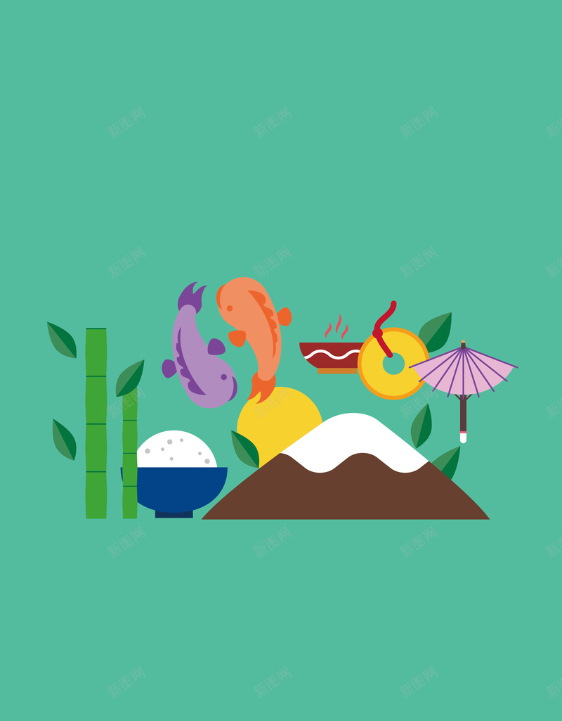 日式鲤鱼火山与竹子绿色背景矢量图ai设计背景_88icon https://88icon.com 竹子 竹子素材 竹子背景 素材背景 绿色 绿色背子 背景 背景素材 矢量图