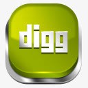 绿色的圆形Digg按钮图标图标