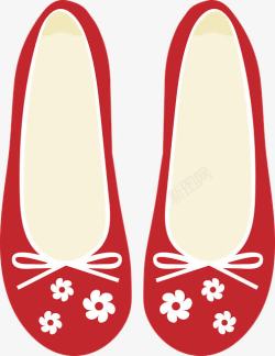 手绘红色绣花鞋素材