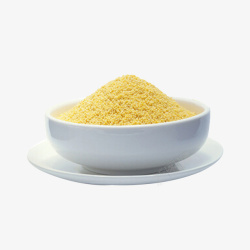 白色瓷碗盘子新黄小米月子米粟米素材