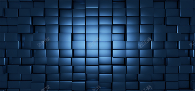 蓝色立体方形方块背景背景