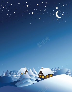 矢量卡通手绘夜景雪景背景背景