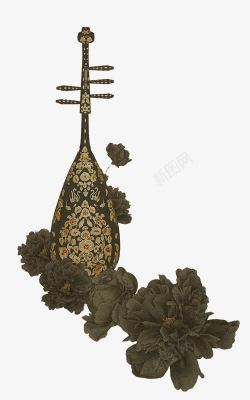 中国风复古花纹乐器素材