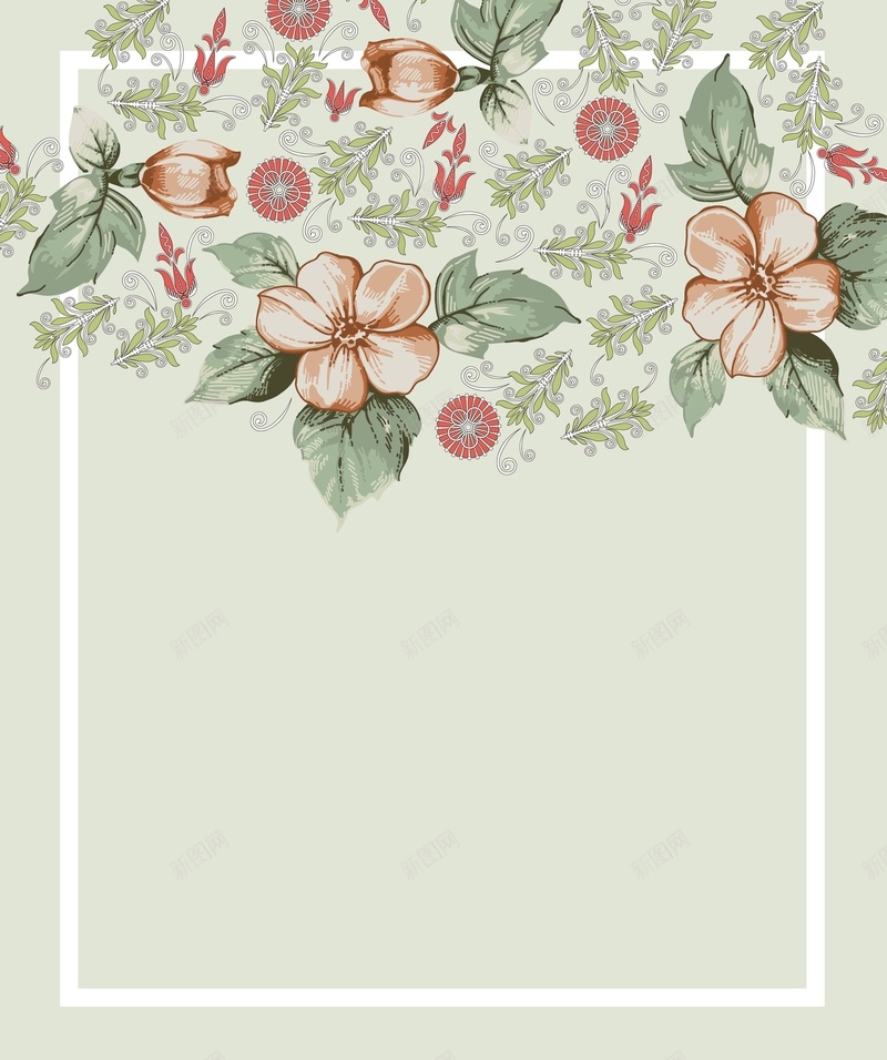 矢量复古绿色清新花朵背景ai设计背景_88icon https://88icon.com 复古 婚庆 小清新 文艺 海报 清新 矢量 简约 绿色 背景 花朵 边框 邀请函 矢量图