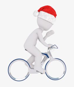 骑自行车的圣诞帽小人素材