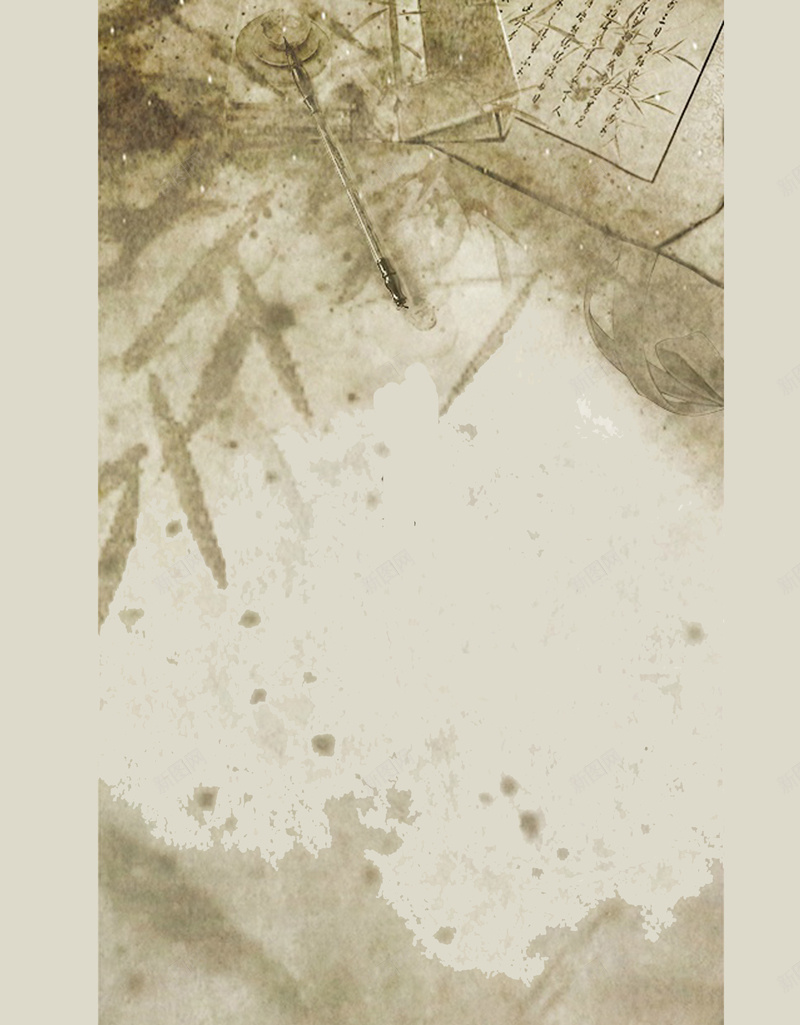 水墨书法竹叶海报背景jpg设计背景_88icon https://88icon.com 书法 书香 古朴 水墨 沉稳 竹叶