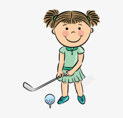 打高尔夫的小女孩素材