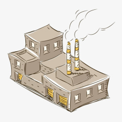 卡通冒烟的工厂图素材