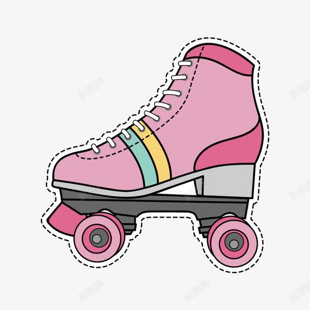 粉色轮滑鞋png免抠素材_88icon https://88icon.com 平面 滑行 粉色 设计 轮毂 轮滑 运动