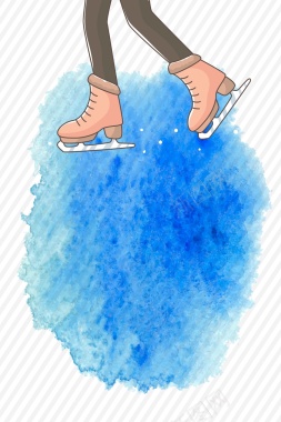 滑冰矢量蓝色手绘扁平化冬奥会简约背景背景