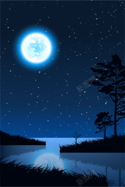 夜晚的户外夜晚户外蓝色星空背景矢量图高清图片