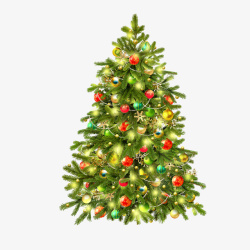 装满礼物和灯的圣诞树素材