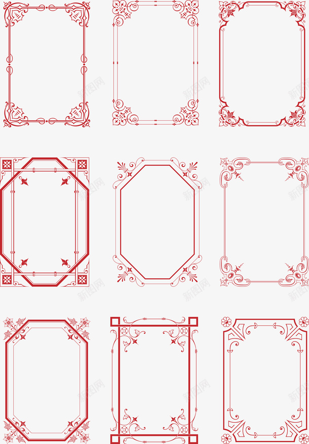 花纹框装饰矢量图ai免抠素材_88icon https://88icon.com 矢量装饰 红色 花纹 花纹框 装饰 矢量图