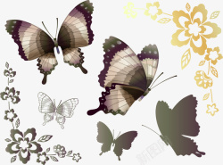 花丛的蝴蝶矢量图素材