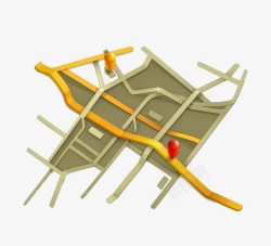 立体桥梁卡通3D地图定位高清图片