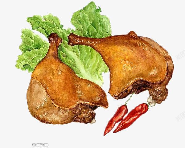 两个鸭腿png免抠素材_88icon https://88icon.com 卡通 美味 肉类 鸭肉