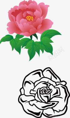 雨粉色玫瑰花朵图标图标