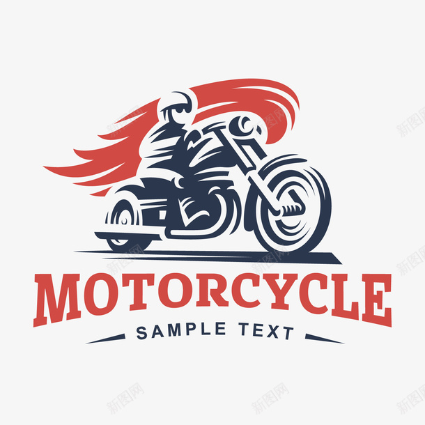 摩托车标签矢量图ai免抠素材_88icon https://88icon.com 摩托车 标签 红色 骑车的人 矢量图